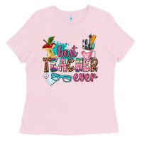 Bubblegum Pink best teacher ever Ladies Tee - AdoDesignShop