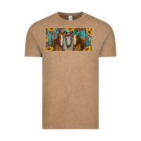 Vintage Coffee horses with leopard and sunflowers Vintage Tee - RanaPortraitStore