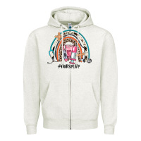 Oatmeal Heather nurse life rainbow Zipper Hoodie - JahusDesignShop