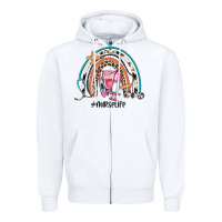 White nurse life rainbow Zipper Hoodie - JahusDesignShop