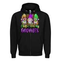 Black mardi gras chillin' with my gnomies Zipper Hoodie - JahusDesignShop