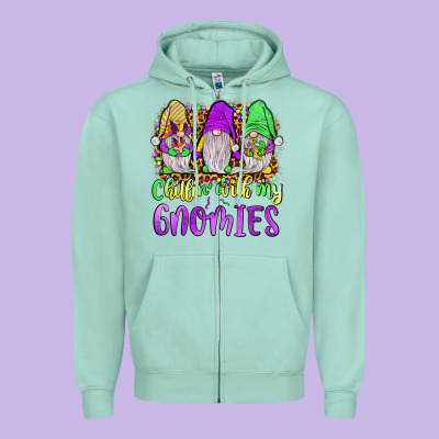 Mardi Gras Chillin' With My Gnomies Zipper Hoodie Designed By Jahusdesignshop