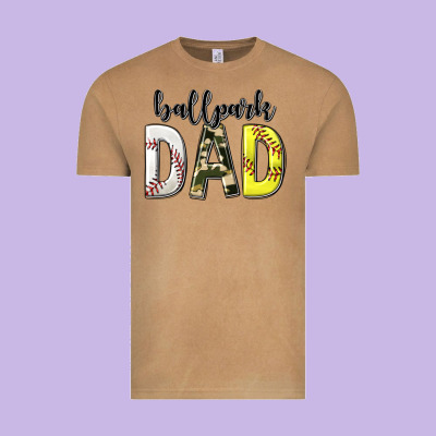 Vintage Tee ballpark dad with softball and baseball