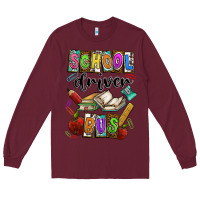 Burgundy School driver bus Long Sleeve Tee - CowhideDigitalArt