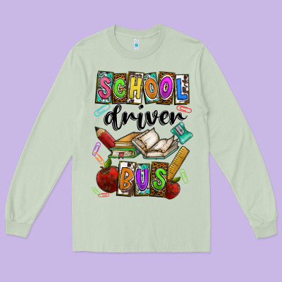 School Driver Bus Long Sleeve Tee Designed By Cowhidedigitalart