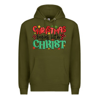 Army Green christmas begins with christ Premium Hoodie - MaliasSmallBusiness