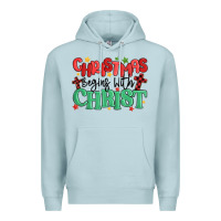 Blue Mist christmas begins with christ Premium Hoodie - MaliasSmallBusiness
