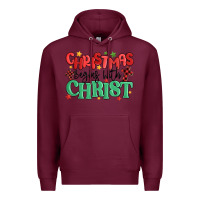 Burgundy christmas begins with christ Premium Hoodie - MaliasSmallBusiness