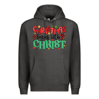 Charcoal Heather christmas begins with christ Premium Hoodie - MaliasSmallBusiness