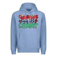 Colony Blue christmas begins with christ Premium Hoodie - MaliasSmallBusiness