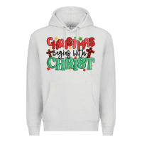 Dove Grey christmas begins with christ Premium Hoodie - MaliasSmallBusiness