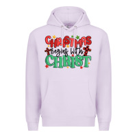 Lilac christmas begins with christ Premium Hoodie - MaliasSmallBusiness