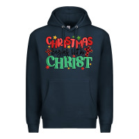 Navy christmas begins with christ Premium Hoodie - MaliasSmallBusiness