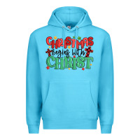 Ocean Blue christmas begins with christ Premium Hoodie - MaliasSmallBusiness