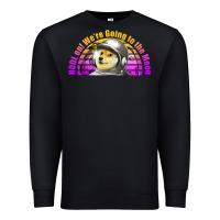 Black doge coin hodl on we're going to the moon retro sunset Premium Sweatshirt - Jasminsmagicworld