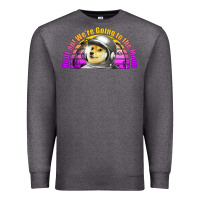 Charcoal Heather doge coin hodl on we're going to the moon retro sunset Premium Sweatshirt - Jasminsmagicworld