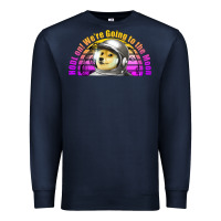 Navy doge coin hodl on we're going to the moon retro sunset Premium Sweatshirt - Jasminsmagicworld