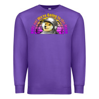 Purple doge coin hodl on we're going to the moon retro sunset Premium Sweatshirt - Jasminsmagicworld