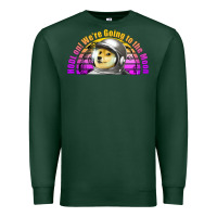 Sports Green doge coin hodl on we're going to the moon retro sunset Premium Sweatshirt - Jasminsmagicworld