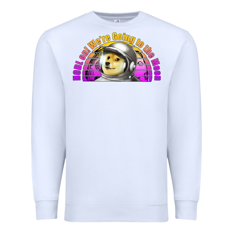 Doge Coin Hodl On We're Going To The Moon Retro Sunset Premium Sweatshirt by Jasminsmagicworld | Teevron