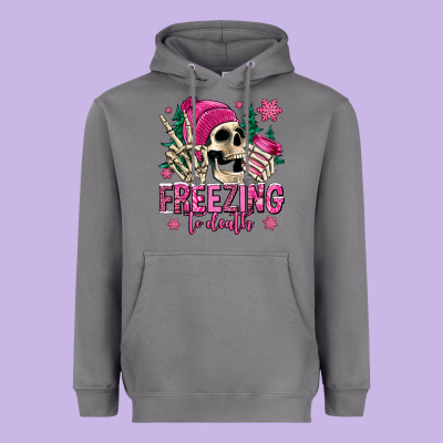 Freezing To Death Winter Skull Heavyweight Hoodie Designed By Jasminsmagicworld