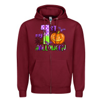 Burgundy my first halloween pumpkin Zipper Hoodie - AdoDesignShop