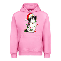 Fuchsia Pink christmas shih tzu dog Urban Hoodie - LillyAllenDesigns