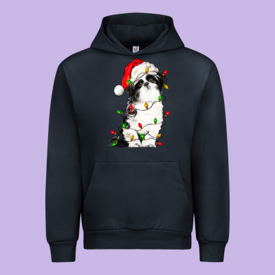 Christmas Shih Tzu Dog Urban Hoodie Designed By Lillyallendesigns