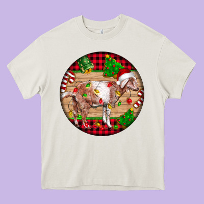 Nubian Goat Christmas Heavy Core Tee Designed By Lillyallendesigns