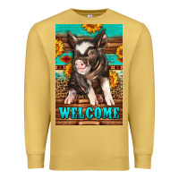 Antique Gold western pig garden Premium Sweatshirt - LillyAllenDesigns