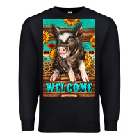 Black western pig garden Premium Sweatshirt - LillyAllenDesigns