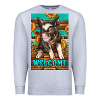 Heather Grey western pig garden Premium Sweatshirt - LillyAllenDesigns