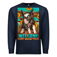 Navy western pig garden Premium Sweatshirt - LillyAllenDesigns