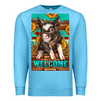 Ocean Blue western pig garden Premium Sweatshirt - LillyAllenDesigns