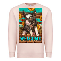 Pale Pink western pig garden Premium Sweatshirt - LillyAllenDesigns