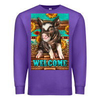 Purple western pig garden Premium Sweatshirt - LillyAllenDesigns