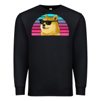 Black doge coin bitcoin hodl retro sunset Premium Sweatshirt - Jasminsmagicworld