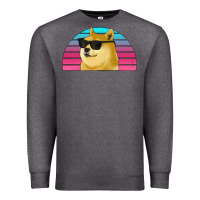Charcoal Heather doge coin bitcoin hodl retro sunset Premium Sweatshirt - Jasminsmagicworld
