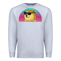 Heather Grey doge coin bitcoin hodl retro sunset Premium Sweatshirt - Jasminsmagicworld