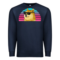 Navy doge coin bitcoin hodl retro sunset Premium Sweatshirt - Jasminsmagicworld