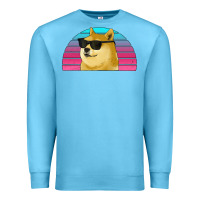 Ocean Blue doge coin bitcoin hodl retro sunset Premium Sweatshirt - Jasminsmagicworld