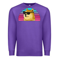 Purple doge coin bitcoin hodl retro sunset Premium Sweatshirt - Jasminsmagicworld