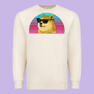 Doge Coin Bitcoin Hodl Retro Sunset Premium Sweatshirt Designed By Jasminsmagicworld