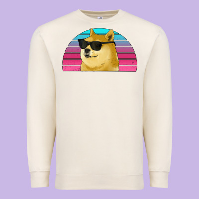 Doge Coin Bitcoin Hodl Retro Sunset Premium Sweatshirt Designed By Jasminsmagicworld
