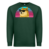 Sports Green doge coin bitcoin hodl retro sunset Premium Sweatshirt - Jasminsmagicworld