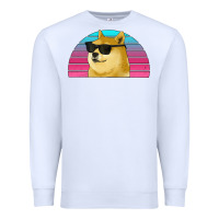 White doge coin bitcoin hodl retro sunset Premium Sweatshirt - Jasminsmagicworld