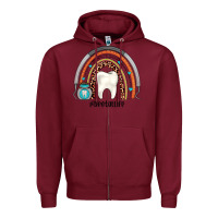 Burgundy dentallife rainbow Zipper Hoodie - JahusDesignShop