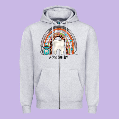 Dentallife Rainbow Zipper Hoodie Designed By Jahusdesignshop