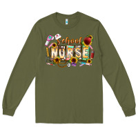 Army Green school nurse Long Sleeve Tee - CowhideDigitalArt