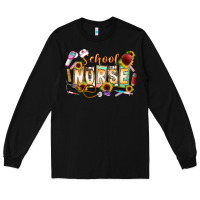 Black school nurse Long Sleeve Tee - CowhideDigitalArt